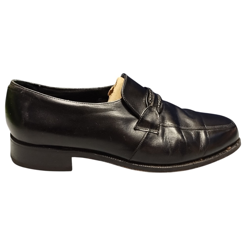 Florsheim Dress Shoes Mens 11 Black‎ Leather Upper Wingtip Moc Toe Slip On 23258